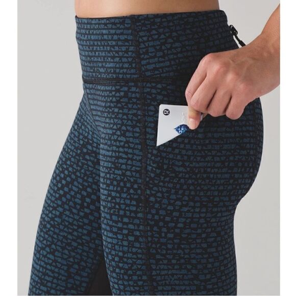 Lululemon Pace Rival Crop Legging Shatter Weave Desert Teal Blue - Picture 4 of 14